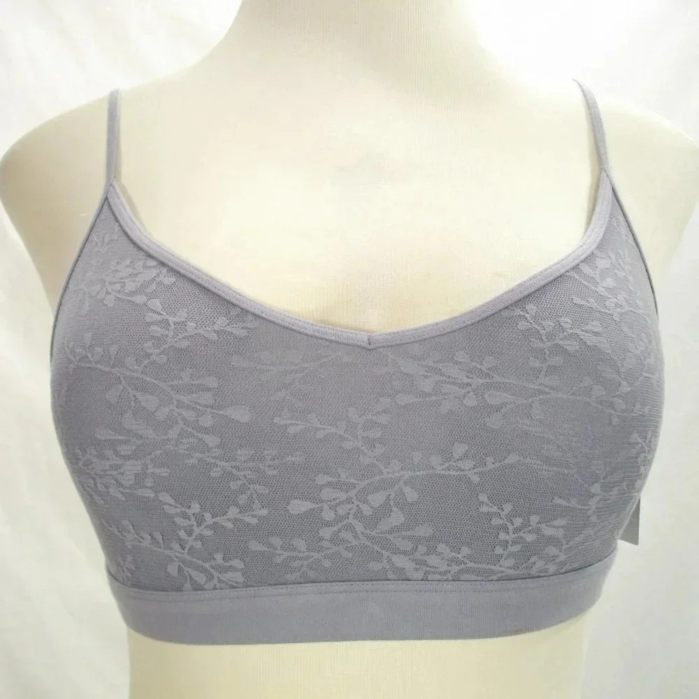 XS X-SMALL Calvin Klein QF4046‎ Bare Lace Bralette Gray NWT
